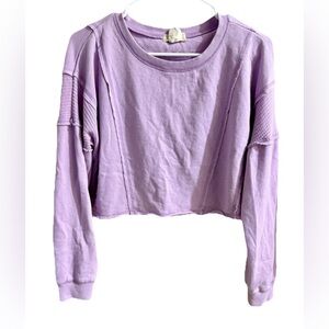 Altar’d State Long Sleeve Cropped T-Shirt Purple Women Size Medium